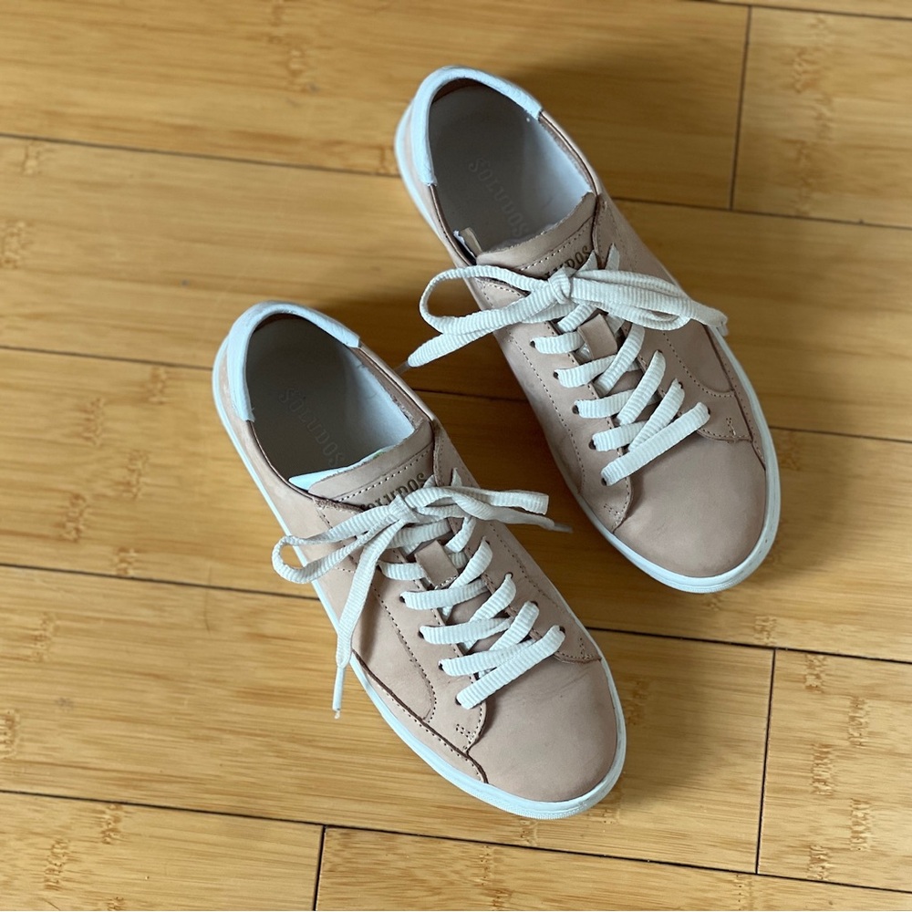 Soludos Women The Original Ibiza, Classic Leather Sneaker, Champagne Pink Suede